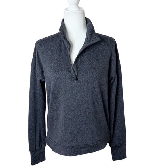 Mondetta Women's 1/4 Zip Pullover Sweatshirt S Dark Gray Patterned Athletic Top - Picture 1 of 9